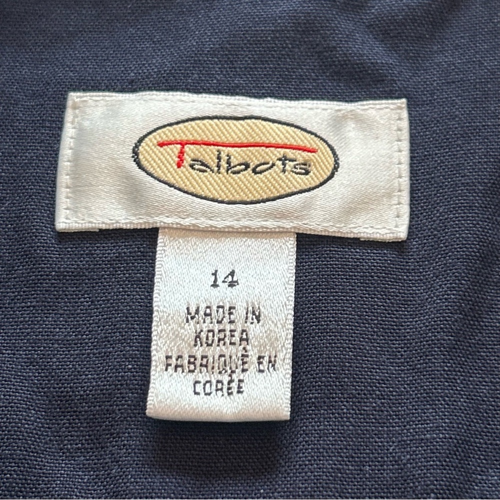 Talbots Navy Linen Blend Blazer Jacket Collared Button Down Shacket Size 14 - Picture 6 of 11